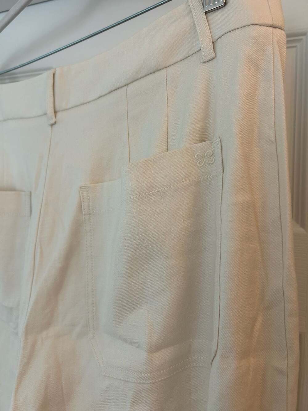 Maeve Colette Linen Stretch High-Rise Wide-Leg Pants Chalk White 14 - Picture 10 of 12
